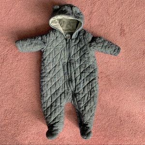GAP Quilted Chambray Bear One-Piece Baby Footed Snowsuit